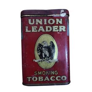 Red Vintage Union Leader Smoking Tobacco Tin Eagle Vintage Collectible empty